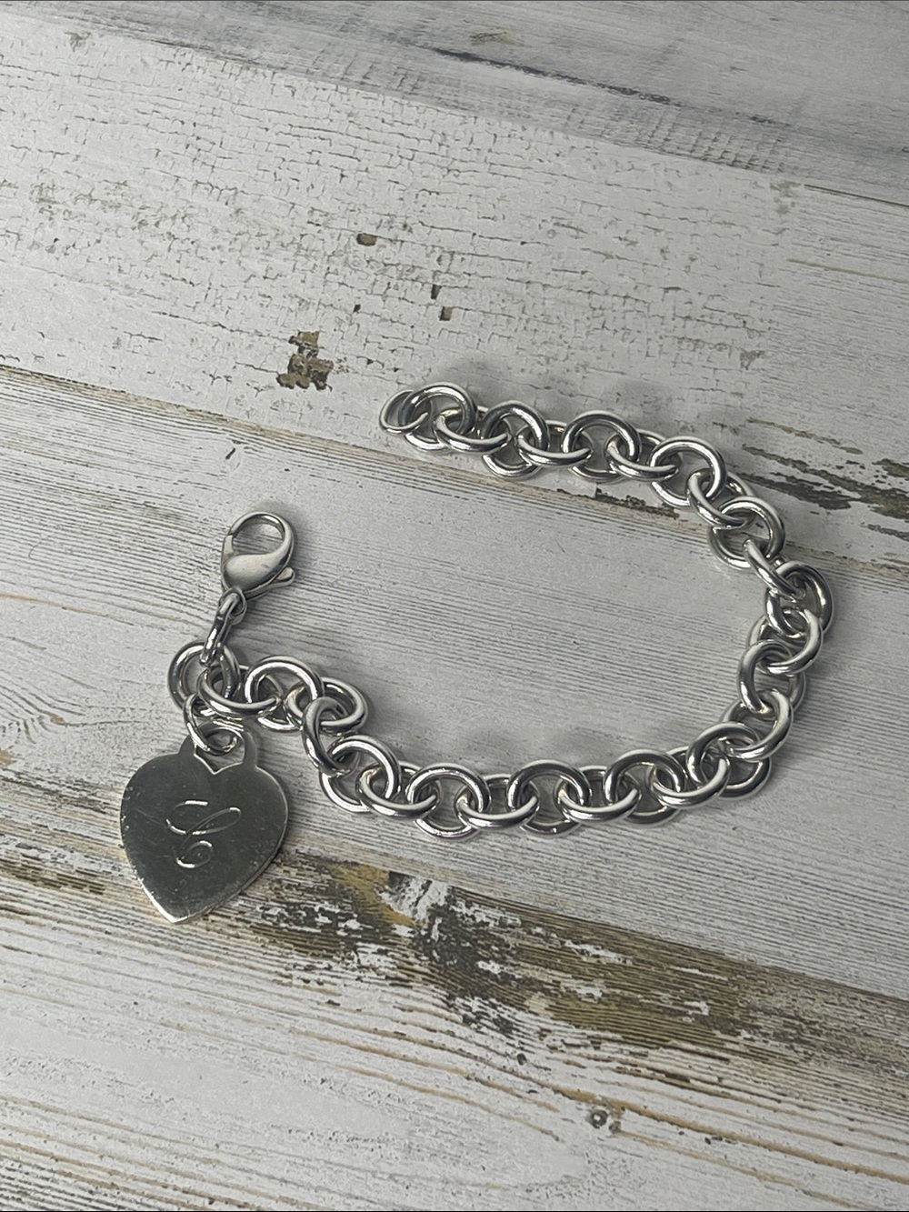 Tiffany & Co. Sterling Silver 925 Heart Tag Charm Link Bracelet 8.5” - Picture 6 of 7